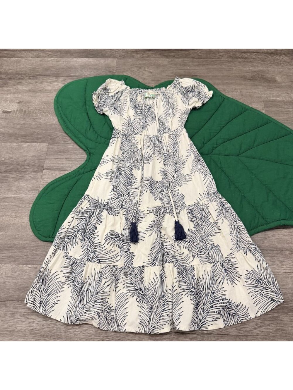 Angels By The Sea Hawaii Girls 8 Nalani Tropical Leaves Tiered Tassel Dress